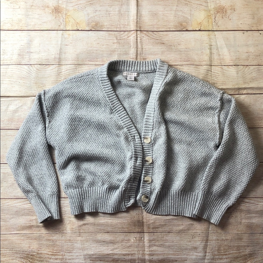 Sincerely Jules Light Gray Shrunken Button-Up Cardigan